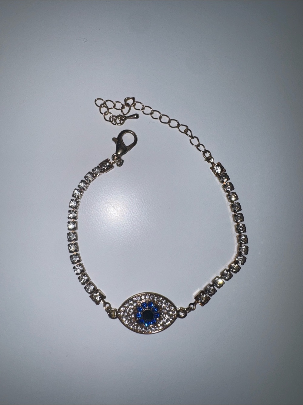 Gold-Tone Blue Crystal Evil Eye Bracelet